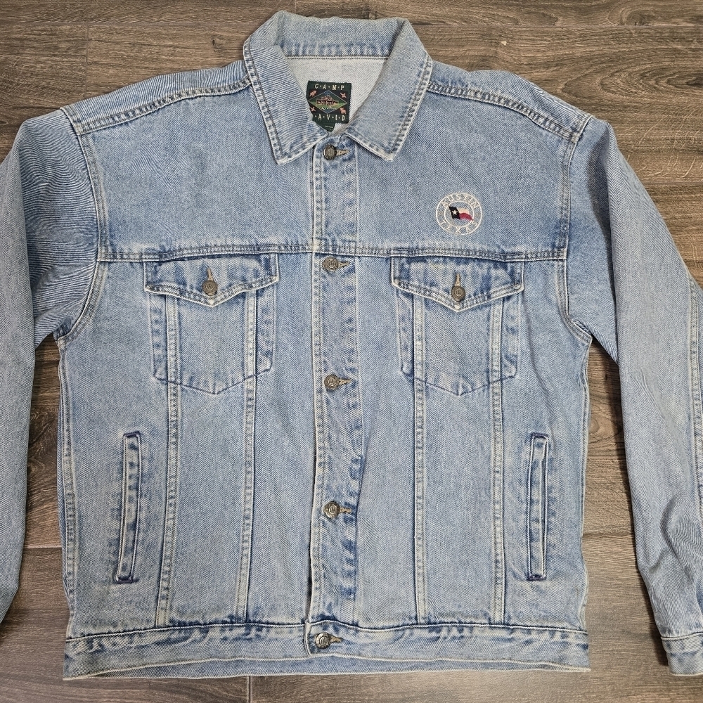 Camp David Denim Jean Jacket  Austin Texas Embroidered Size Large